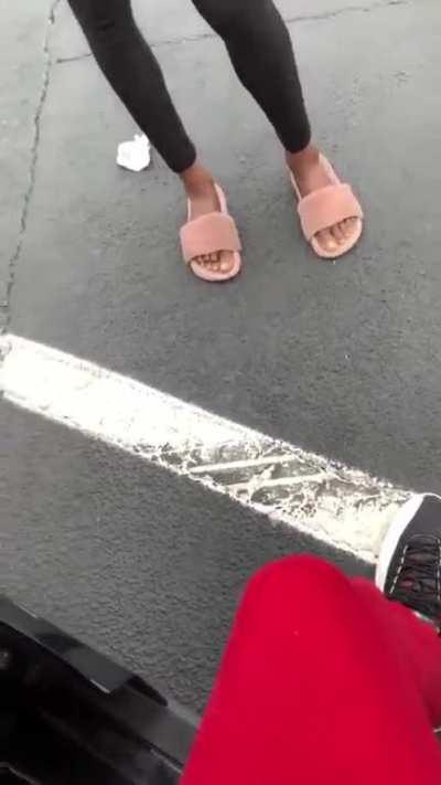 Homeless lady fights man who only gave her $2, gun gets pulled on her