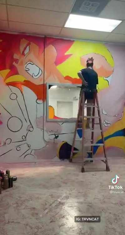 Artist paints entire room Dragon Ball Z themed in one week