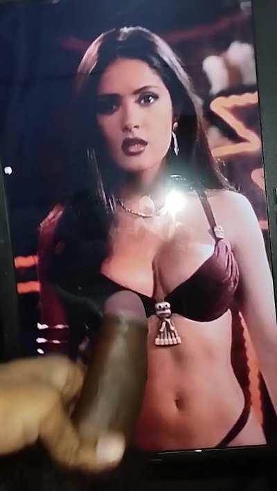 Salma Hayak cum tribute. Sprayed massive load on her hot body. What a babe.