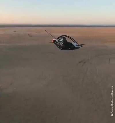 This $92k (USD) 'Personal Aircraft' by Jetson can fly at 1,500 meters high at 60+ mph for approx 20 mins on one charge.