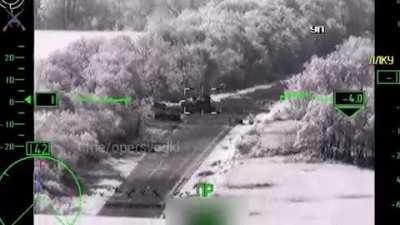 Ka-52 Striking Ukrainian Targets with Laser guided Munitions