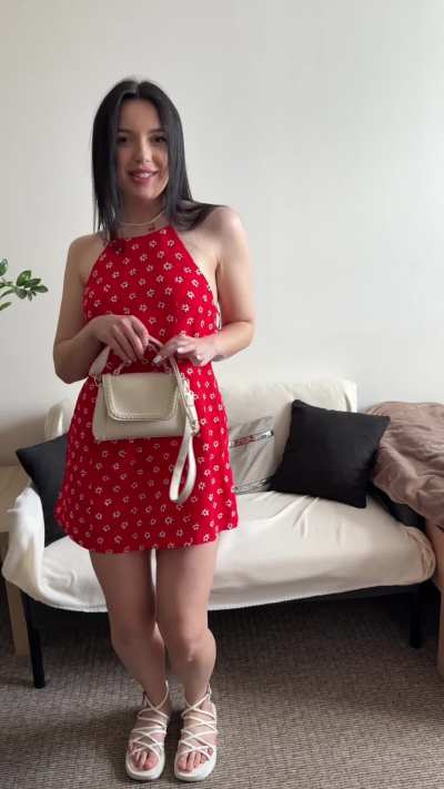 my smile is so wide because Im wearing this red dress