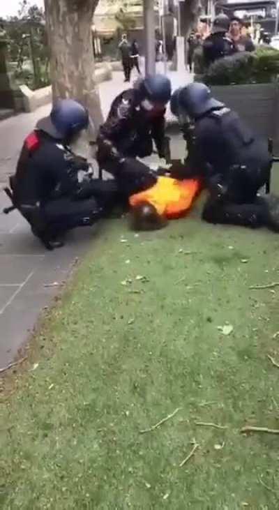 How Many Officers Does it Take to Arrest a Man Not Wearing a Mask?