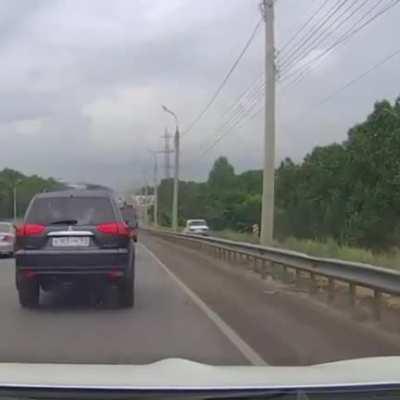 This is why you don't drive off the side of the road. Guardrails are there for a reason!