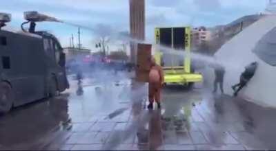 water canon used in anti corona demonstration eindhoven netherlands