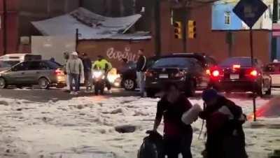 Mexico City had a crazy hail storm today, looks as if it snowed for hours.