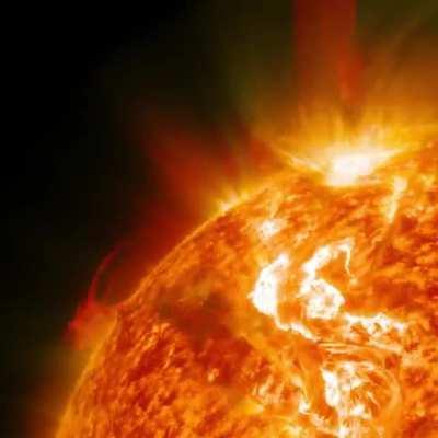 An incredible coronal mass ejection from the sun with Earth for scale! Scary! (Credit: NASA/SDO)