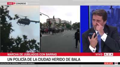 Manifestantes hirieron de gravedad a un Policía de la Ciudad con un tiro en el cuello