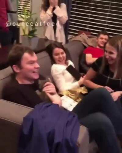 His reaction is priceless.