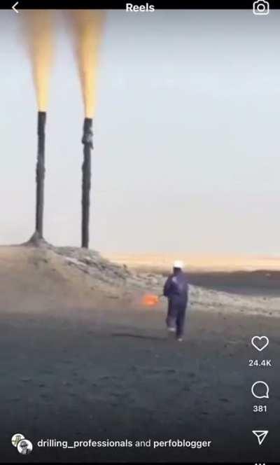 A lit flame or flare is used in the drilling and oil field business to burn off dangerous Hydrogen Sulfide (H2S) in a process known as Flaring. Sulfur dioxide is the product of combusting H2S