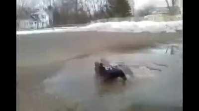 Jumping in a puddle