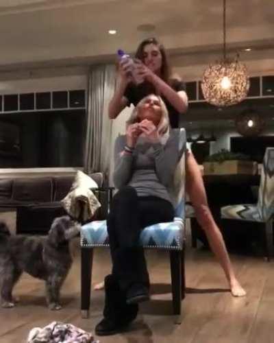 Giving her friend a show