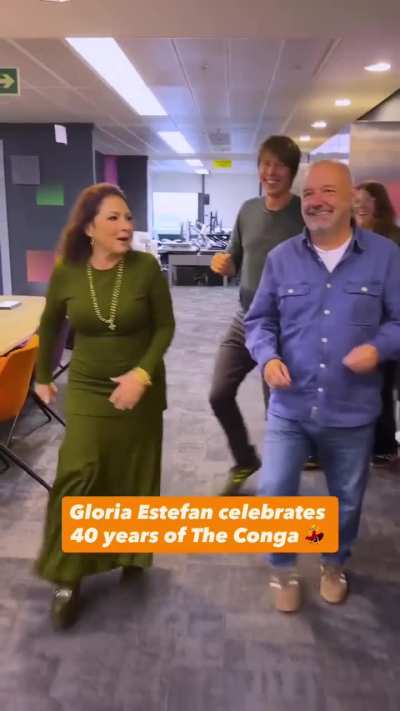 Bob doing the conga with Gloria Estefan