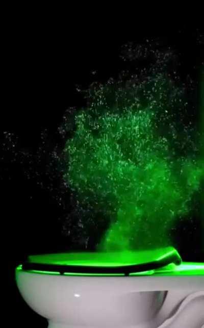 Laser experiment reveals how high poop particles may blast after we flush