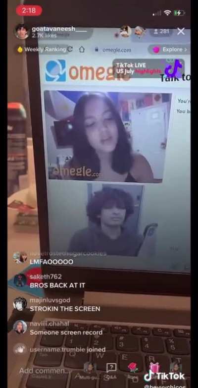 Avaneesh getting a little touchy feely with the girl on the screen