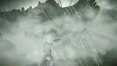 With the power of graphical upgrade, the Stormruler in Demon's Souls Remake goes from a greatsword that shoot out a sword beam of wind, to literally absorbing the storm from a thunderstorm in the area and then cleaving the sky with it and stopping the sto