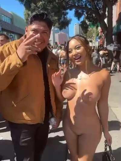 Asian fully naked in public