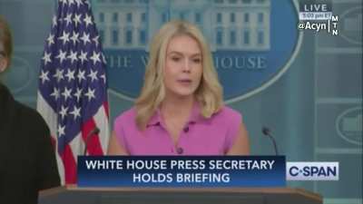 Leavitt completely ignores a reporter with a question after she asked if there were any questions.