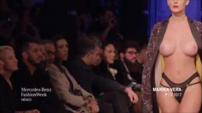 Alejandra Guilmant proudly showing off her big natural tits on the runway