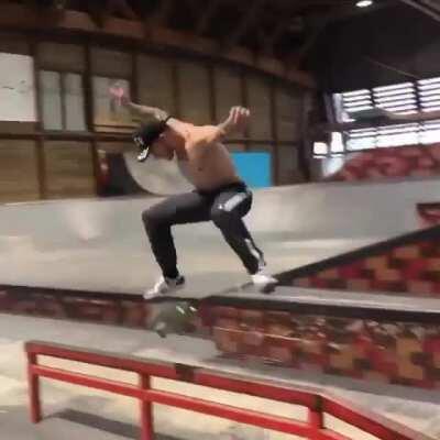 Tre flip to 1 footed 50-50