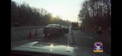 State trooper and firefighter get hit by a car while working on a different crash