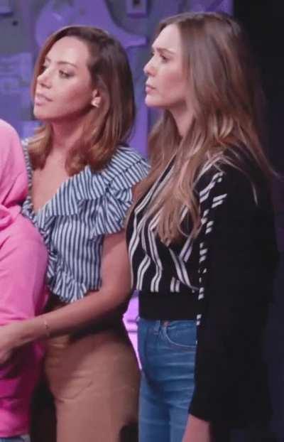 Do you think Aubrey Plaza and Elizabeth Olsen scissor together or peg each other? Who fucks who?