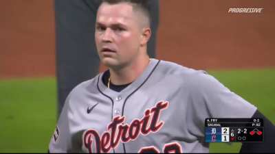 Guardians' David Fry carted off field after being struck in face by pitch