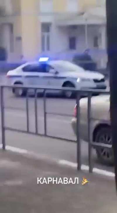 Fire extinguisher flies away