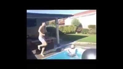 Kicking an exercise ball