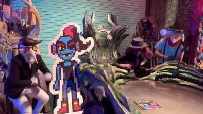 Went to the Undertale Cafe in my Spamton cosplay.