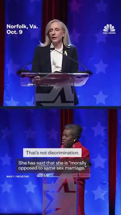 Virginia Republican gubernatorial candidate Winsome Earle-Sears says that being opposed to same-sex marriage is 'not discrimination.'