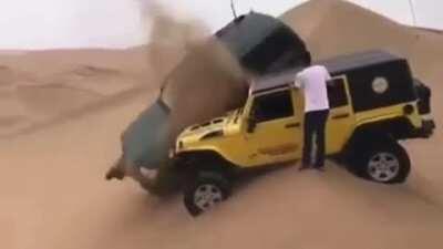 Drivin’ over a Sand Dune? What could possibly go wrong?
