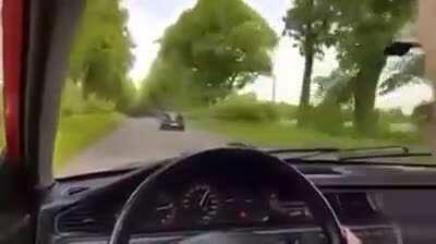 A blind guy drives past 4 cars at high speeds