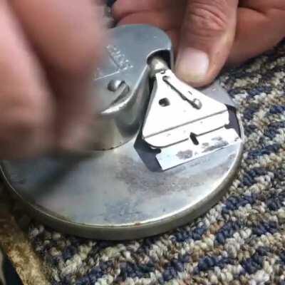 An old fashioned razor blade sharpener