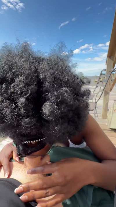 He was so nervous he could barely get hard, but I had so much fun sucking dick on the pier. 😏