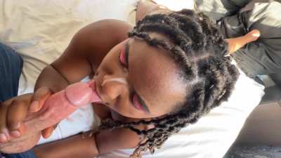 Exercising her mouth skills.