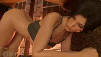 Lara croft and a lucky horse (futuretist)