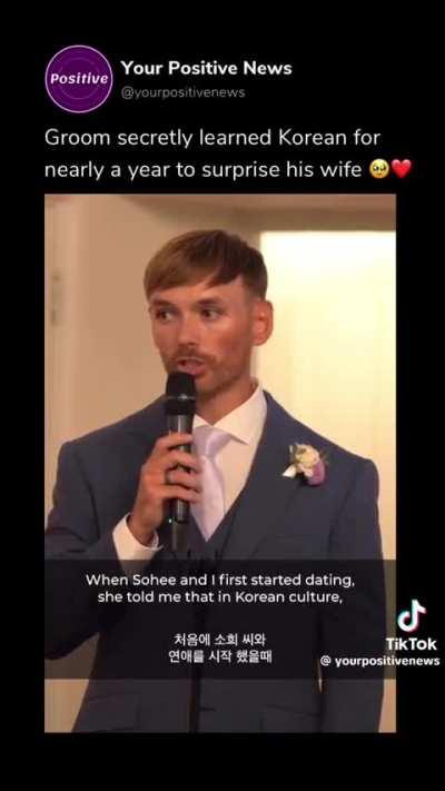Groom secretly learned Korean for nearly a year to surprise his bride