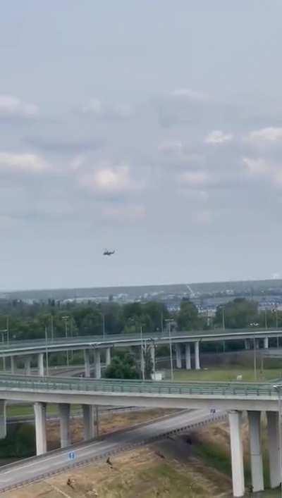 Russian KA-52 pops flares and redirects incoming Wagner AA missile.