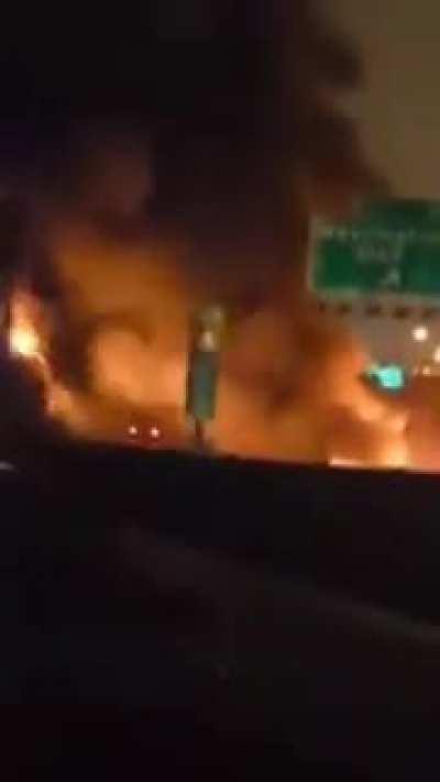 man records car pile up..... its hard to describe just about everything that happens in this.... a tanker fucking explodes