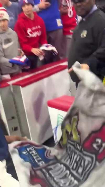 A fan gifted Pat Beverley a custom made hoodie