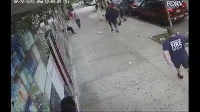 Four hero firefighters chased down brute on a bike after he punches 60yrs old woman on Brooklyn street