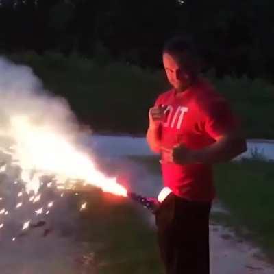 Lighting a firecracker in his pants