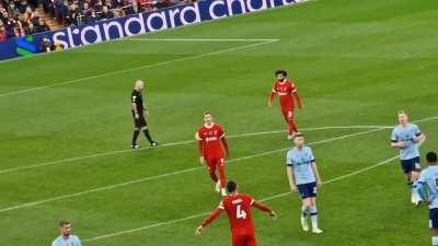 [Paul 'Maych' Machin] Video: -🟨 Joel Matip wins tackle. -🟨 Paul Tierney gives foul and books Matip. -🟨 Matip reacts in typically mad- limbed fashion. -🟨 Kop chants, 