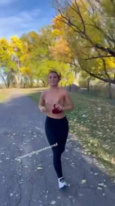 Stacy was just out for a regular walk when I slipped into her body, and she felt her hands slip her top off while her legs started to betray her, running as quick as they could. This is what she gets for saying no to me asking her out~ Best part is she is