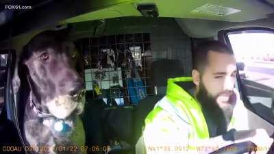 Main character off-duty officer punches man in the face at red light. Gets charged and removed from school resource duties.