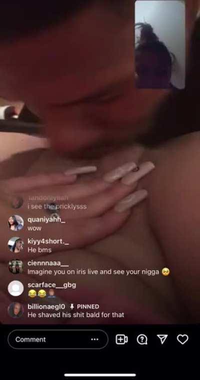 Iris getting her pink pussy ate on live 😂👀🐱.. y’all surprised niggas still be eating that shit?