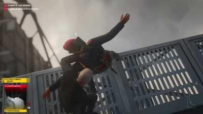 Next time don't spin around and start a fistfight and maybe you and you're buddy won't get punched off the building.