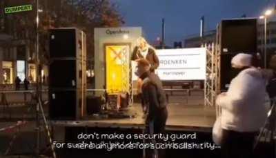 Security guard of anti-lockdown rally quits after speaker compares herself to the nazi resistance