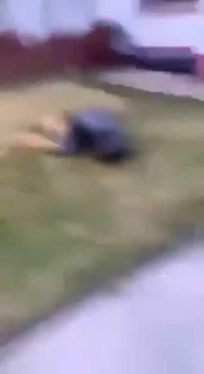 Casually jumping off the roof